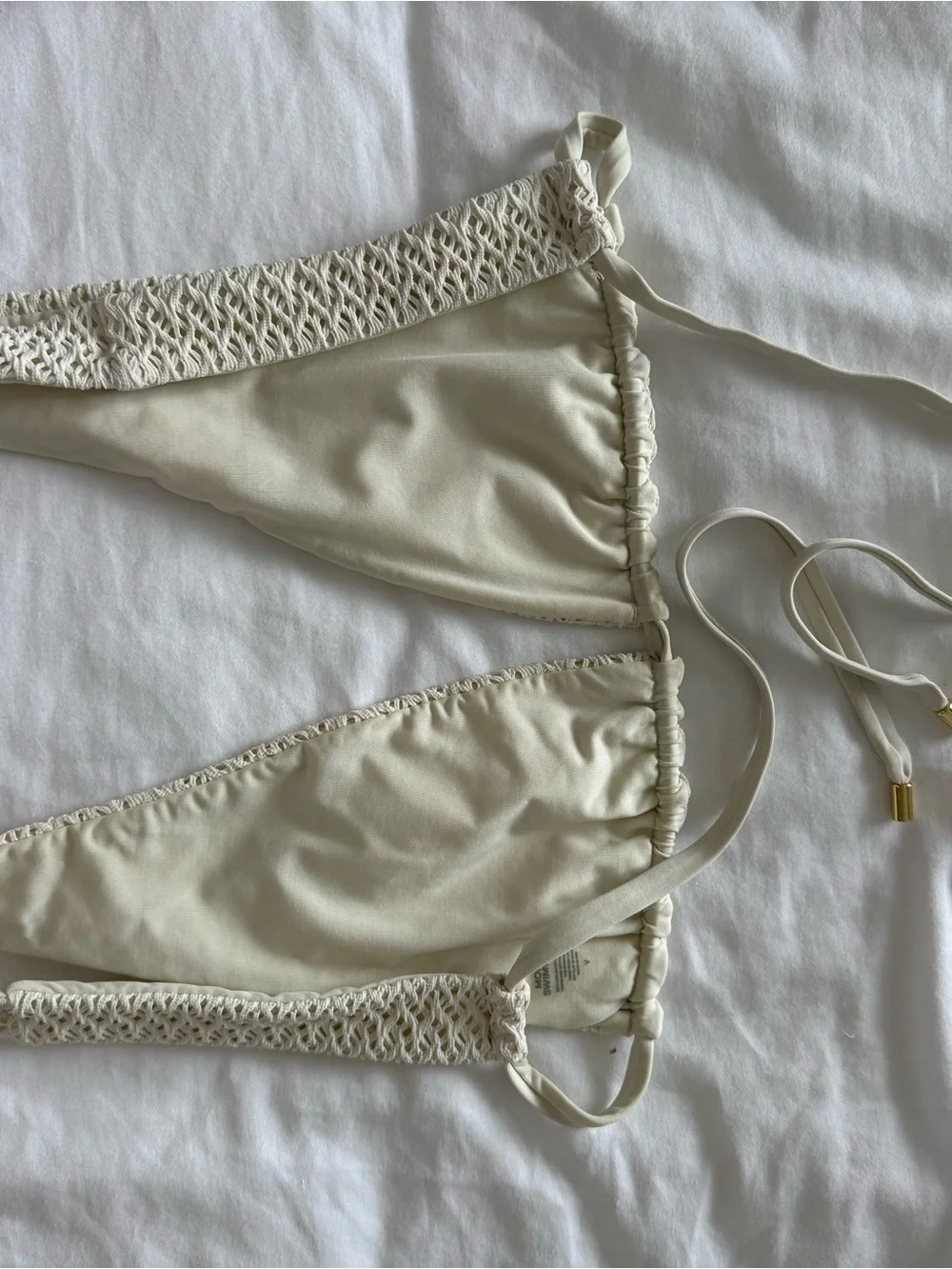 Monday Swimwear Ivory Crochet Palm Springs Bikini Top Size V